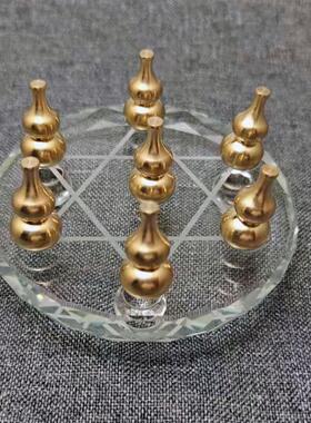 纯铜葫芦七星阵摆件带水晶底盘实心空心纯铜小葫芦送朱砂一套的价