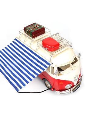 复古大众旅游巴士车模型铁艺怀旧汽车酒吧客厅橱窗柜创意装饰摆件