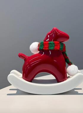 红色小马摆件摇摇马客厅玄关新年装饰品氛围布置马年吉祥物小礼物