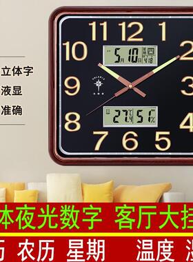 客厅06531940夜光挂钟家用轻奢时尚时电钟卧年室简约子万历英石钟