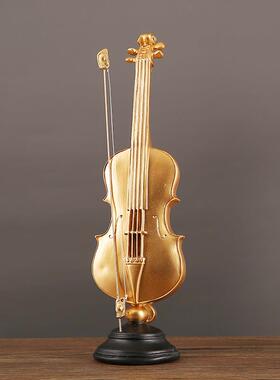 欧式复古小提琴乐器模型萨克斯桌面摆件家居店面橱窗陈列装饰摆设
