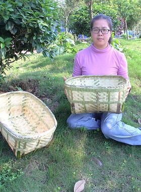 手精细竹编簸箕方篮框收工纳竹撮箕簸箕竹方篓筐环保超市装饰鸡蛋