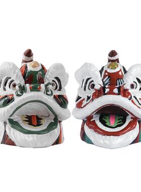 新中式国潮树脂舞狮醒狮子头摆件设样板房间客厅茶几电视柜装饰品