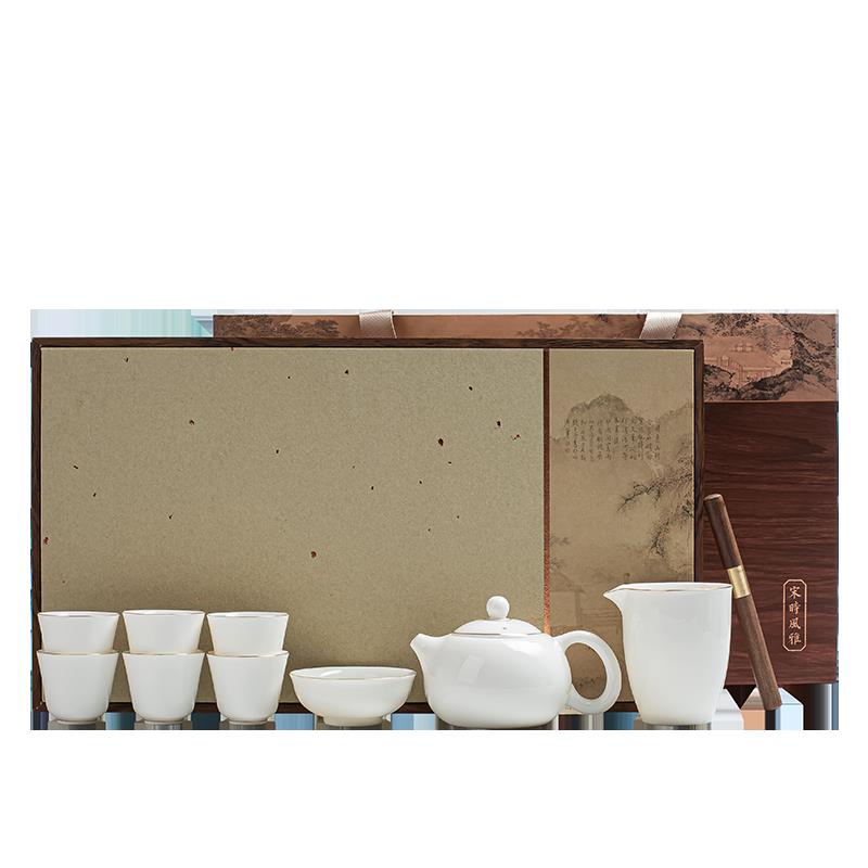 High-end tea set 2024 new teapot cover bowl light luxury high-end Chinese style tea brewing and drinking tea Kung Fu tea cup gift box
