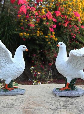 花园摆件彷真鸽子模型树脂和平鸽庭院装饰屋顶户外屋顶白鸽工艺礼