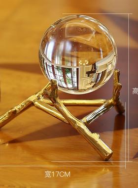 高档工水晶球摆件现代轻奢客厅书房公室艺饰酒柜办家居装乔迁新居