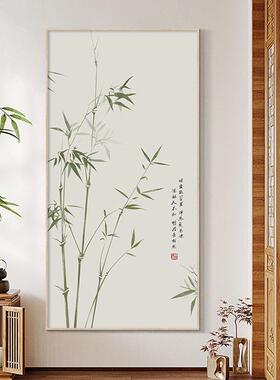 新中式玄关装饰画原木风入户正对门走廊过道竹子挂画寓意禅意壁画