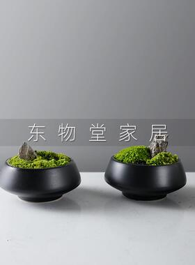 仿真绿色植物盆景新中式客厅茶边几花艺售楼处别墅样板房软装摆件