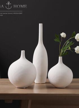 北欧现代简约白色入户玄关花瓶摆件高级感陶瓷客厅餐厅花瓶摆件