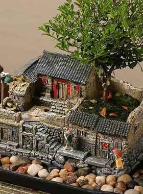 新中式禅意盆景摆件客厅办公室内书柜博古架装饰品桌面微景观造景