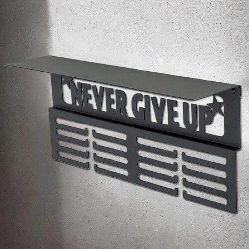 Never Give Up Medal Holder Wall Mounted Metal Awards Rack - 图2