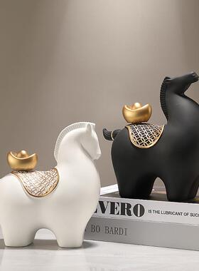 马上有乔钱722摆件招财办礼公室装饰品高档新中式客厅博架古迁开