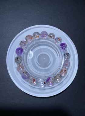 天然仙女彼岸花超七手链紫红黑发晶圆珠手串精美珠链珠串规格10.8