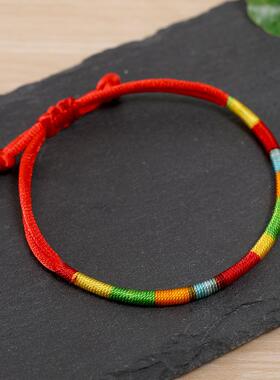 端午节红绳五彩绳手链手工编织竹节五彩绳五色线手链端午节五彩绳