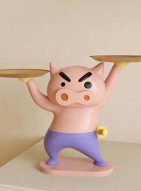 轻奢高档肥嘟嘟左卫门客厅玄关入户钥匙收纳托盘装饰搬家礼物摆件