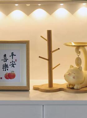 招财猫入户玄关钥匙收纳托 托盘摆件客厅吧台家居装饰品乔迁新居