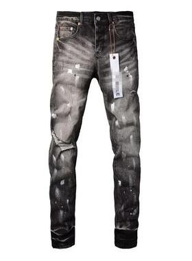 Men's Ripped Jeans, Fashionable Plain Design, Elastic Fitted