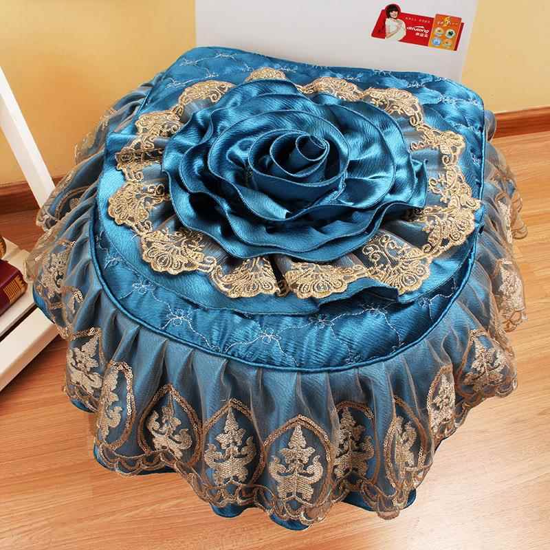 欧式马桶三件套 布艺蕾丝马桶套 加厚坐便式坐垫马桶垫拉链款 - 图1