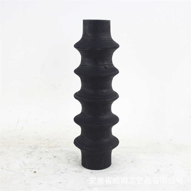 桶寂别墅手制碳化插花家居销售装饰侘厂家木质瓶花黑色桌面摆件风,淘宝优惠券,粉丝福利购,淘宝优惠卷