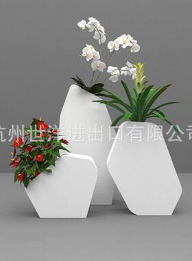 不锈钢异形花盆落地式商场酒店商务中心大堂装饰金属摆件花箱