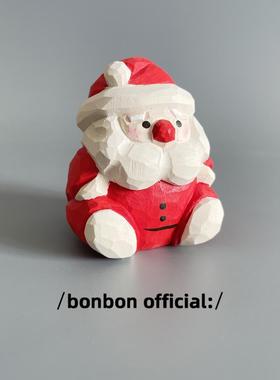 创意圣诞节礼物原创手工木雕圣诞树圣诞老人摆件家居车载装饰公仔