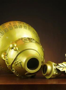 黄铜百福葫芦工艺摆件多尺寸空心开盖办公场所家居玄关装饰品挂件