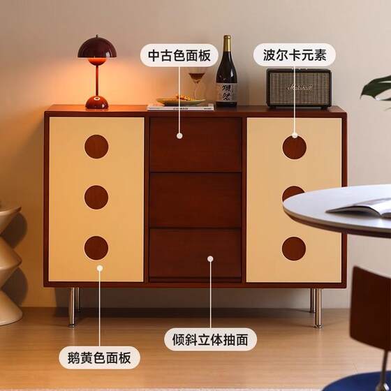 实木餐边柜音响边柜复古客厅餐厅收纳柜多功能储物柜