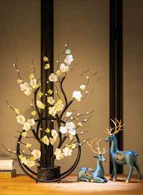 进门客厅玄关电视柜餐边柜工艺品腊梅摆件家居装饰品花高级感小众