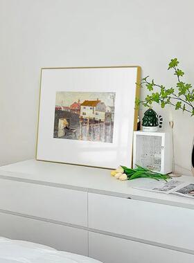 海边小镇客厅装饰画北欧简约风景书房壁画小众艺术饭厅玄关柜挂画