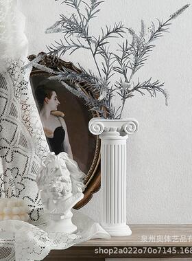 创意ins树脂花瓶树脂雕像家居工艺品道具装饰摆件花插罗马柱雕塑