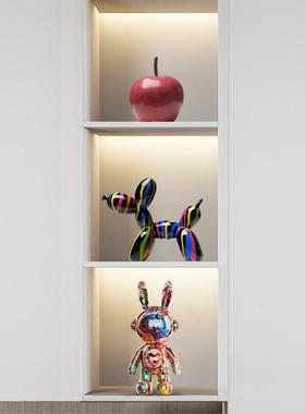 手工创意奢侈品摆件泼墨树脂客厅书桌气球狗摆件电视柜酒架装饰品