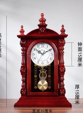 大号实木中式老座钟客厅摆件台式桌面时钟钟表老式家用覆古座钟表