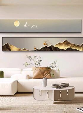 日照金山客厅装饰画山水风景沙发背景墙挂画窄长条高级感中式壁画
