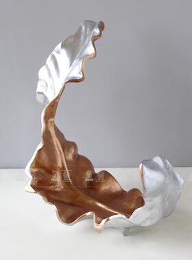 现代轻奢创意铝铸造树叶果盘摆件样板间售楼部酒店餐厅客厅玄关桌