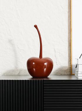 创意家居用品红色樱桃样板间电视柜酒柜树脂工艺品装饰摆件高级感