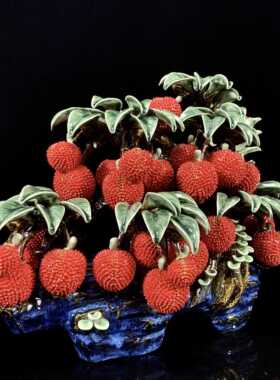 石湾公仔陶瓷荔枝摆件玄关客厅电视柜满堂红装饰品乔迁新居送礼品