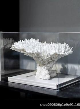 现代简约几何仿真珊瑚树脂摆件样板间售楼处玄关书房桌面装饰品