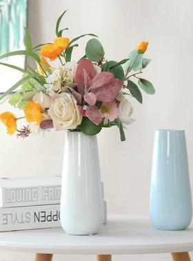 白色大号陶瓷花瓶水养玫瑰鲜花客厅插花摆件现代简约茶桌干花装饰