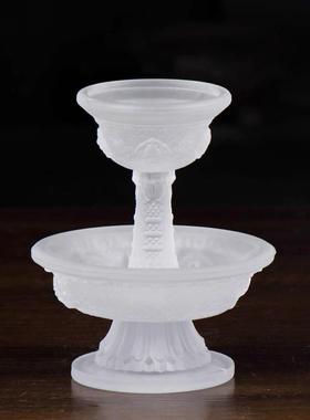 琉璃护法杯尼泊尔修行杯西藏密宗八吉祥大小号琥珀古法供水杯供杯