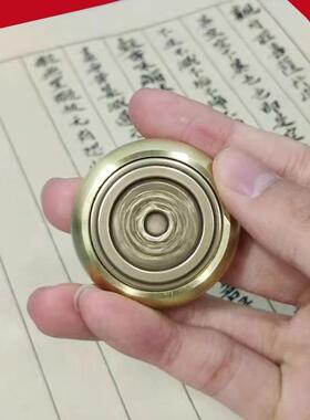 镇纸镇尺小摆件黄铜圆形高档创意压纸书法非纯铜黄铜压纸镇铜镇纸