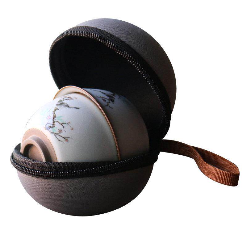 Authentic Yuebai Ru travel tea set, cup carrying bag set with pot body, ceramic kiln quick cup, one-two kung fu tea