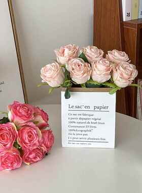 ins彷真花纸袋装饰花束摆件客厅桌面家居室内摆设拍照道具玄关