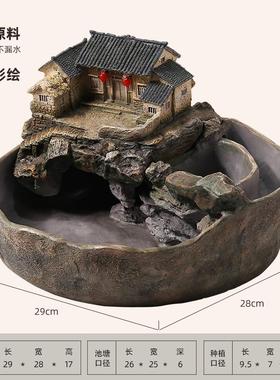 高档面微景观小厅鱼缸饰流水摆件循环水客办桌公室装开业乔迁新居