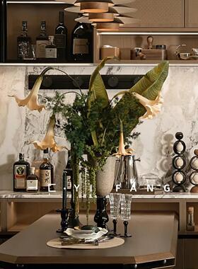 一匚 法式中古轻奢高脚花器摆件 样板间客厅玄关电视柜花艺装饰