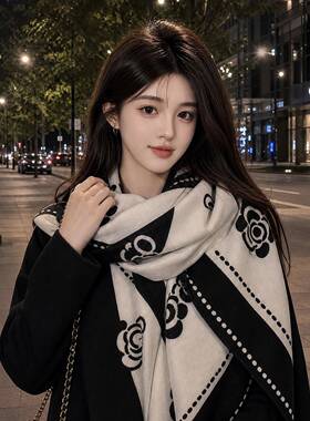 帽子女黑色山茶花披肩外搭2026新款高级感气质正反两用披风0927e
