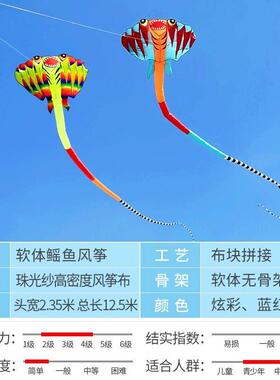 新款潍坊风筝儿童卡通微风易飞小孩大人专用网红高档软体鳐鱼风筝