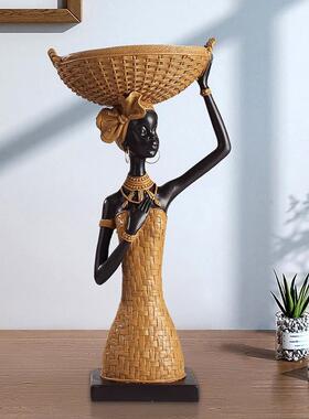复古风创意非洲人物少女摆件玄关客厅电视柜酒柜样板房工艺品摆设