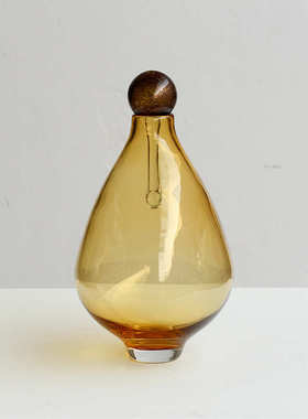 欧式创意玻璃花瓶摆件客厅茶几玄关电视柜餐桌装饰小口带盖花瓶