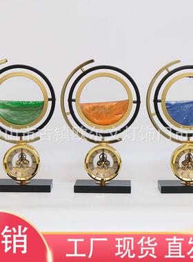 流沙画沙漏时钟摆件现代轻奢创意书房客厅酒柜桌面装饰品乔迁礼品