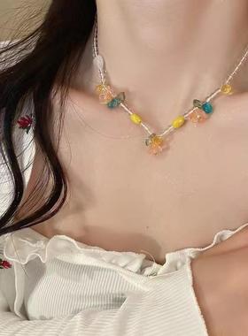 糖果串珠项链甜美少女粉色项链